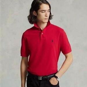 Polo Ralph Lauren Custom fit Polo Short Sleeve Shirt Size XL Red Navy logo‎